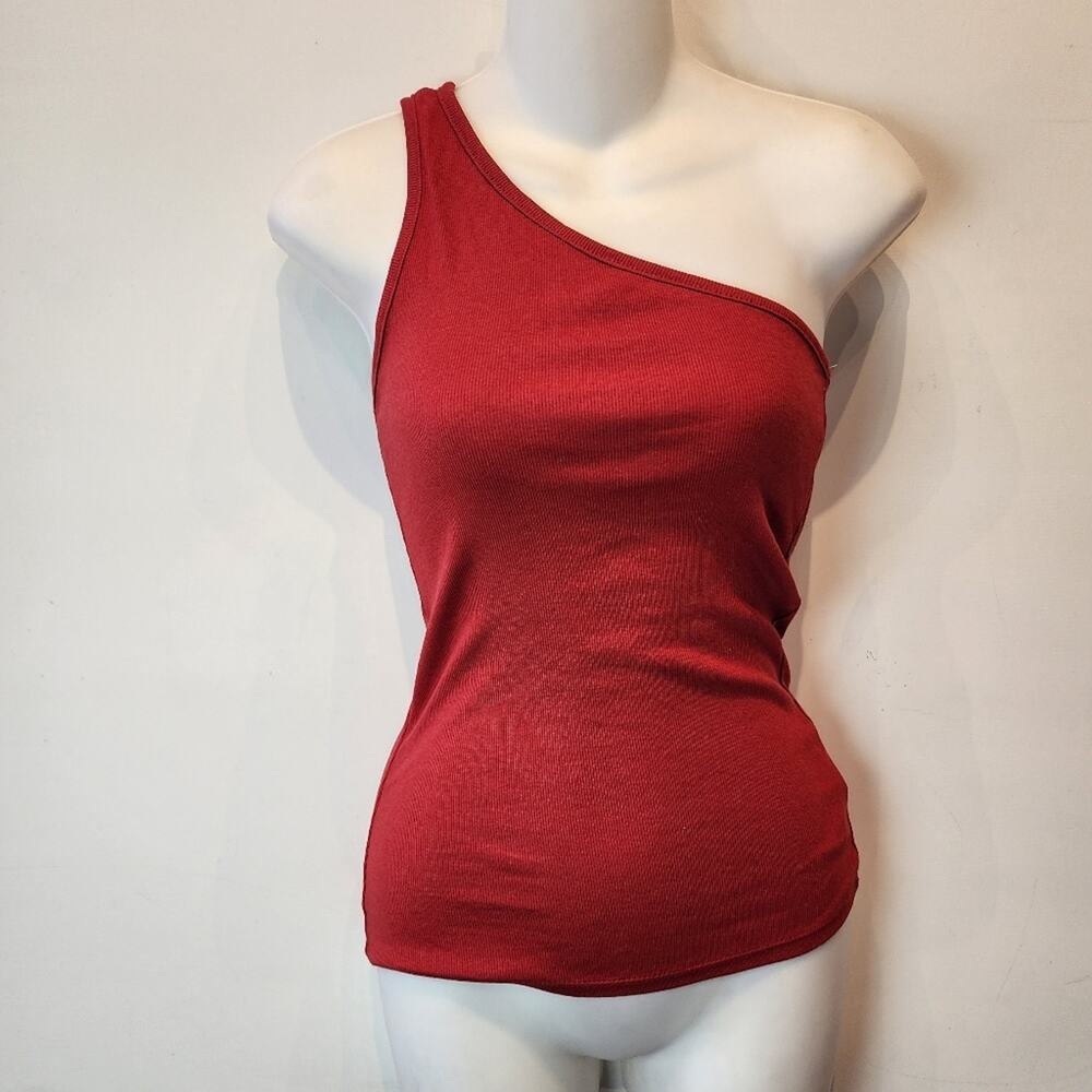A New Day One Shoulder T-Shirt Red Casual Top Size‎ XS